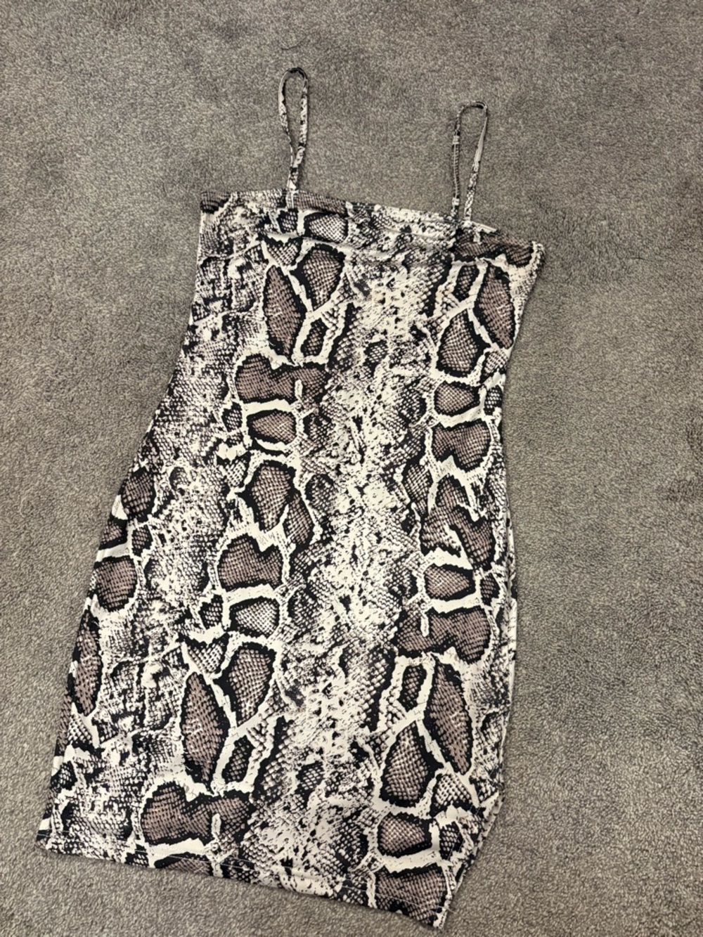 Snake Print Spaghetti Strap Dress - Black & Cream